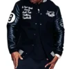 Men's Eight Ball Essential Hustler’s Black Varsity Wool Jacket with Leather Sleeves