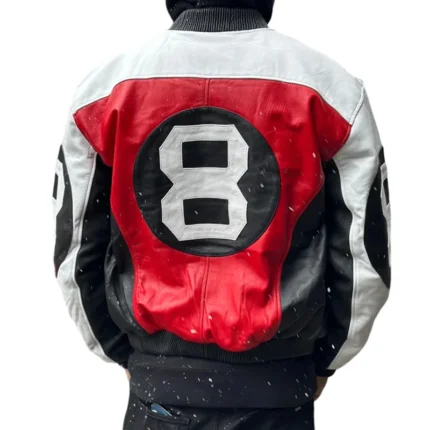 Men’s Eight Ball Vintage 90s Old School Red and White Leather Jacket
