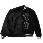 Men's Fusionism Eight Ball Black Varsity Real Leather Jacket