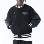Men's Harsh Paisley Black Eight Ball Varsity Real Leather Jacket