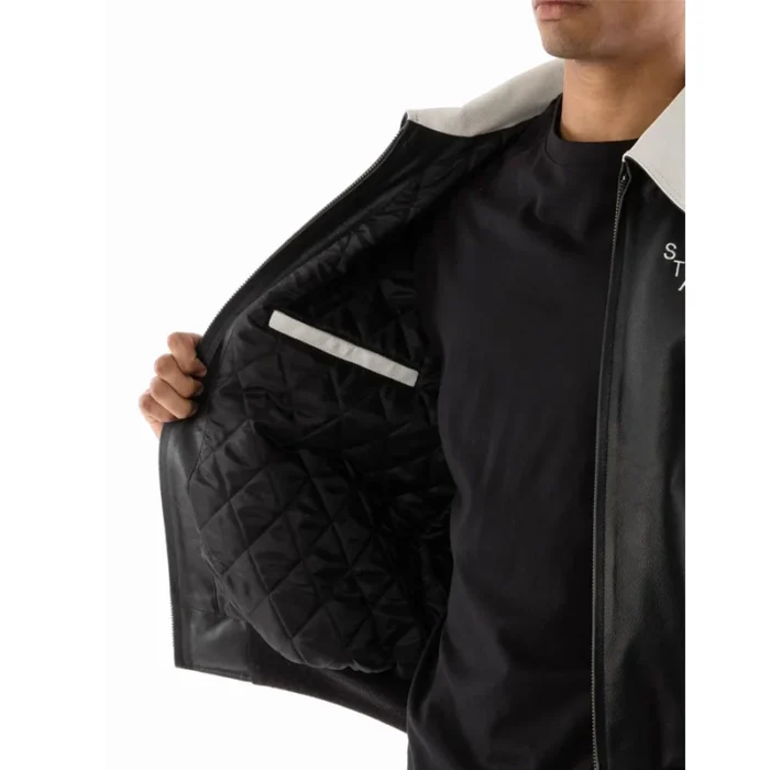 Men's Lucky 8 Ball Stadium Black & White Real Leather Jacket