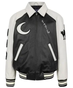 Men's Lucky Eight Ball Stadium Black Real Leather Jacket