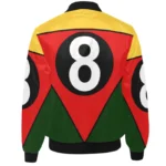 Men's Red & Yellow 8 Ball Printed Satin Bomber Jacket