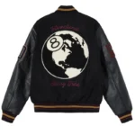 Men's Stussy 8 Ball 40th Anniversary IST Black Varsity Wool Jacket with Real Leather Sleeves