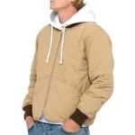 Men's Stussy 8 Ball Brown & Black Quilted Liner Nylon Jacket