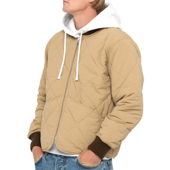 Men's Stussy 8 Ball Brown & Black Quilted Liner Nylon Jacket