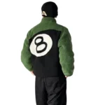 Men's Stussy 8 Ball Sherpa Reversible Green & Black Jacket