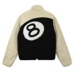 Men's Stussy 8 Ball Sherpa Reversible Off White & Black Jacket