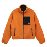 Men's Stussy 8 Ball Sherpa Reversible Orange Jacket