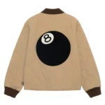 Men's Stussy Eight Ball Light Brown and Black Quilted Liner Nylon Jacket