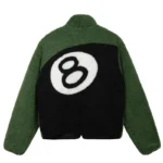 Men's Stussy Eight Ball Sherpa Reversible Green Jacket