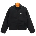 Men's Stussy Eight Ball Sherpa Reversible Orange & Black Jacket