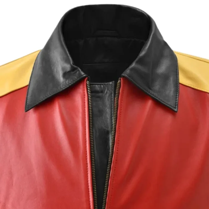 Men's The Original David Puddy - Seinfeld 8 Ball Red Top grain Leather Jacket