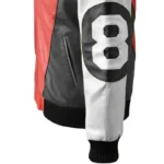 Men’s The Original David Puddy – Seinfeld 8 Ball Red & Grey Leather Jacket