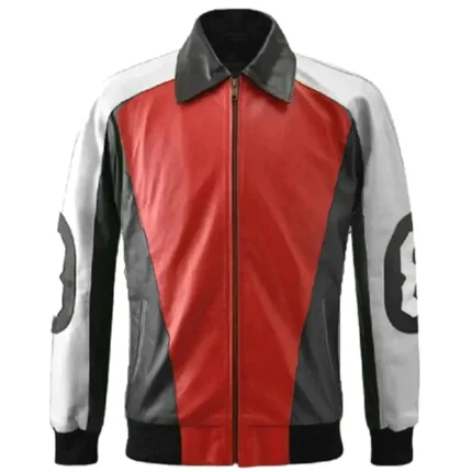 Men’s The Original David Puddy – Seinfeld Eight Ball Red Real Leather Jacket