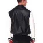 Moto Colrblock Men's 8 Ball Classic Black & White Bomber Leather Jacket
