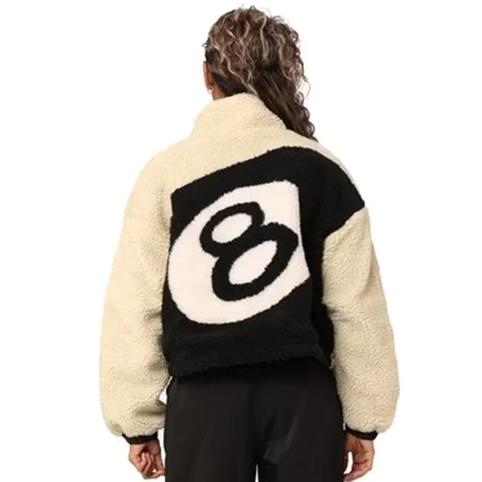 Off White Women's Stussy 8 Ball Sherpa Reversible Jacket