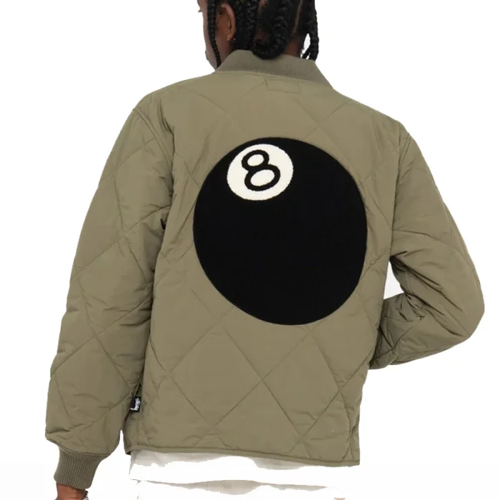 Stussy 8 Ball Olive & Black Men's Quilted Liner Nylon Jacket