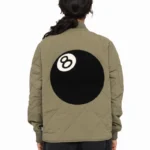 Stussy 8 Ball Olive & Black Women's Quilted Liner Nylon Jacket