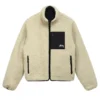 Stussy 8 Ball Sherpa Men's Reversible Off White & Black Jacket