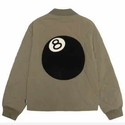 Stussy Eight Ball Olive & Black Women's Quilted Liner Nylon Jacket