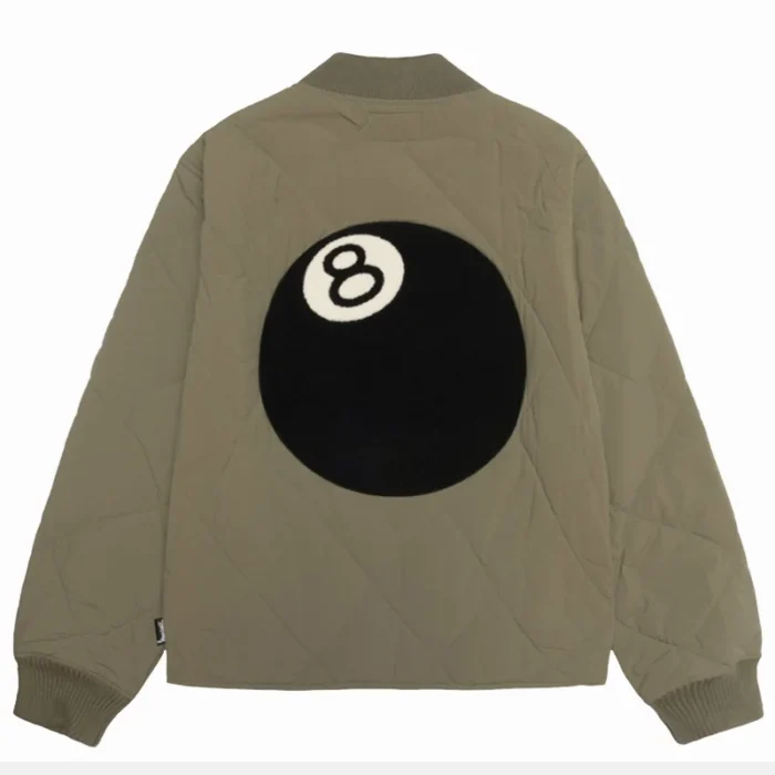 Stussy Eight Ball Olive & Black Women's Quilted Liner Nylon Jacket
