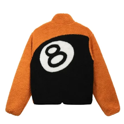 Stussy Eight Ball Sherpa Reversible Orange Jacket For Men's