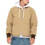 Stussy Men's Eight Ball Light Brown Quilted Liner Nylon Jacket