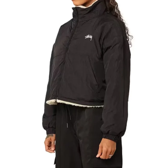 Stussy Reversible 8 Ball Sherpa Off -Black Jacket for Women’s