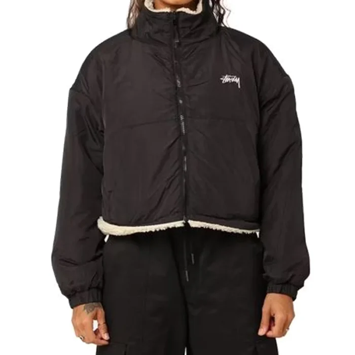 Stussy Reversible Women’s 8 Ball Sherpa Off -Black Jacket