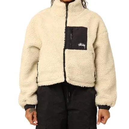 Stussy Reversible Women’s 8 Ball Sherpa Off -White Jacket