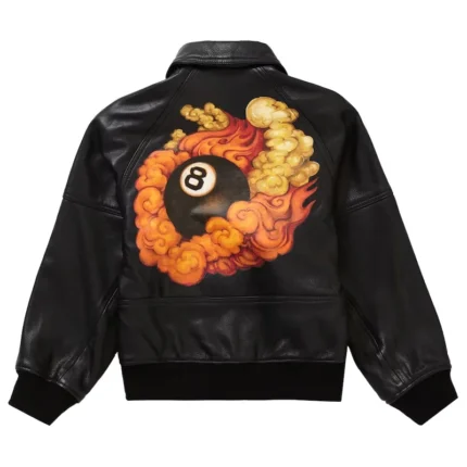Supreme AW19 Martin Wong Black 8 Ball Men's Leather Jacket