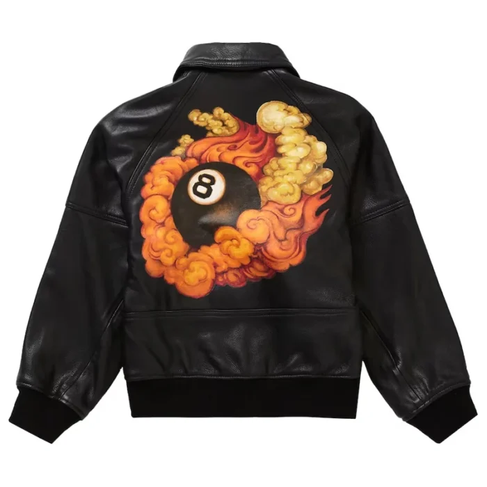 Supreme AW19 Martin Wong Black 8 Ball Men's Leather Jacket