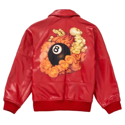 Supreme AW19 Martin Wong Red Eight Ball Men's Real Leather Jacket