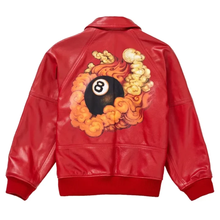 Supreme AW19 Martin Wong Red Eight Ball Men's Real Leather Jacket