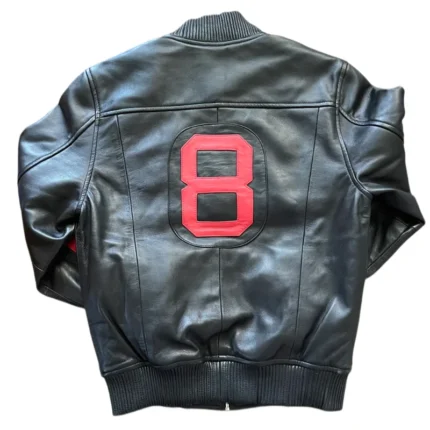 The Original 8 Ball Men's Black & Red Bomber Leather Jacket