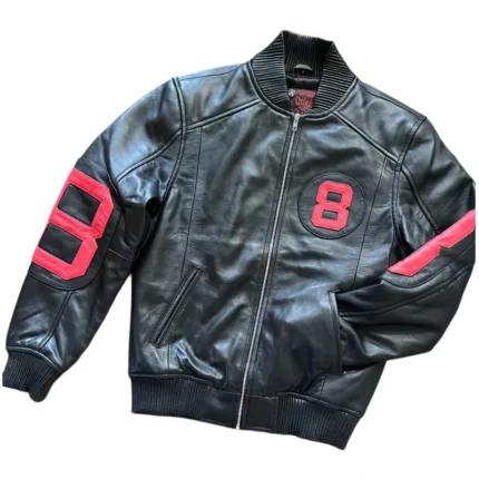 The Original Eight Ball Men's Black Bomber Real Leather Jacket