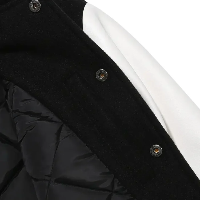 Tim comix Men's 8 Ball Black & White Varsity Leather Jacket
