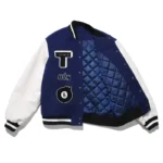 Tim comix Men's 8 Ball Blue & White Varsity Leather Jacket