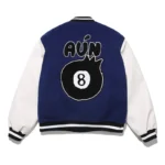 Tim comix Men's Eight Ball Blue Varsity Real Leather Jacket