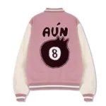 Tim comix Women's Eight Ball Pink Varsity Real Leather Jacket