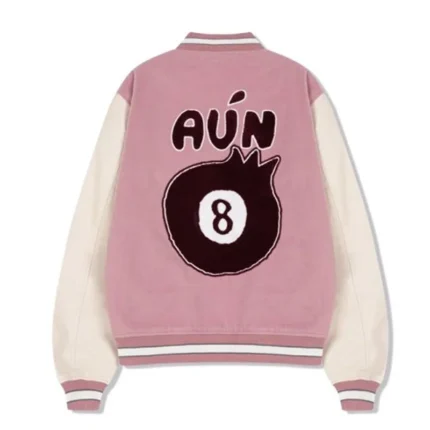 Tim comix Women's Eight Ball Pink Varsity Real Leather Jacket
