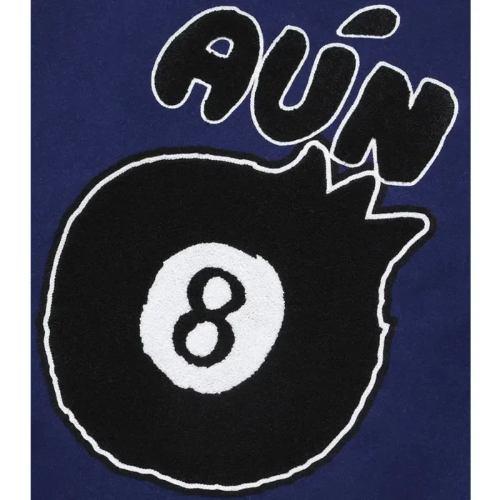 Timcomix Men's 8 Ball Blue & White Varsity Leather Jacket