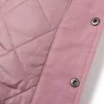 Timcomix Women's 8 Ball Pink & White Varsity Real Leather Jacket