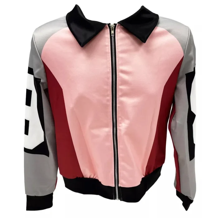 Women's 8 Ball Salt N Pepa 90s Rap Hip Hop Grey and Pink Bomber Polyester Jacket