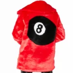 Women's Eight Ball Red Fluffy Racked Up Faux Fur Jacket