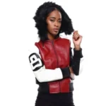 Women's Eight Ball Robert Phillipe Red Bomber Fur Hooded Leather Jacket