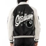 Women's Lucky 8 Ball Stadium Black & White Real Leather Jacket