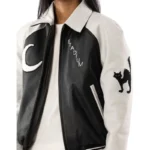 Women's Lucky Eight Ball Stadium Black Real Leather Jacket
