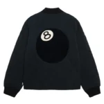 Women's Stussy 8 Ball Black Quilted Liner Nylon Jacket